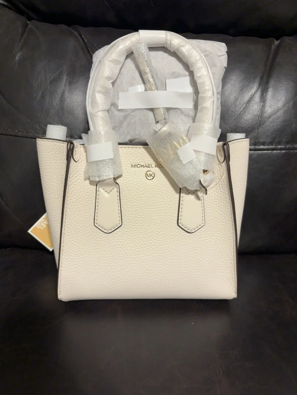 Michael Kors Cream Pebbled Leather Satchel